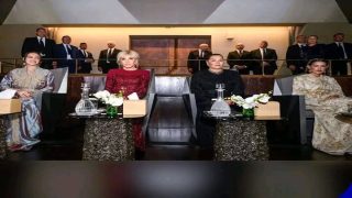 الأميرات للا خديجة وللا مريم وللا حسناء إلى جانب بريجيت ماكرون في افتتاح المسرح الملكي بالرباط